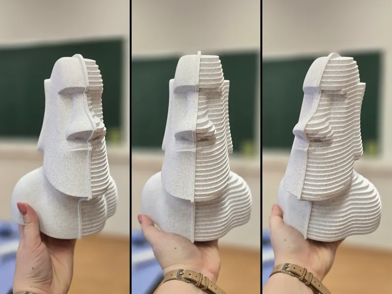Moai Sliced & Solid: 3D Printing Visualization