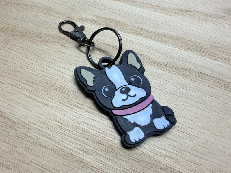 Boston Terrier Keychain w/slightly raised face