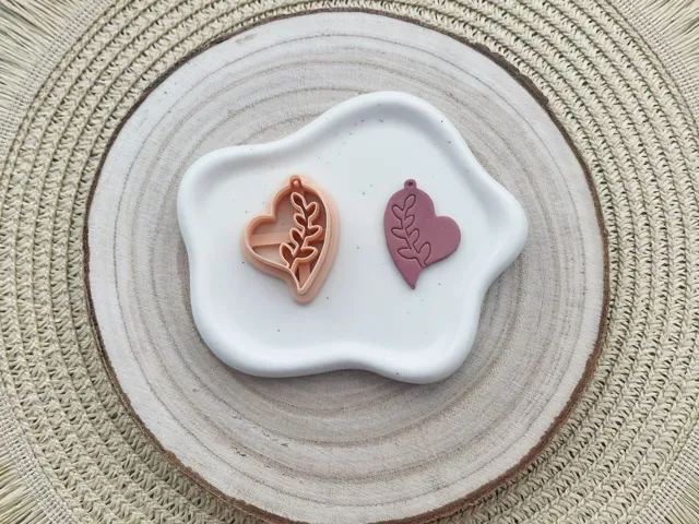 Heart Leaves Polymer Clay Earrings Cutter