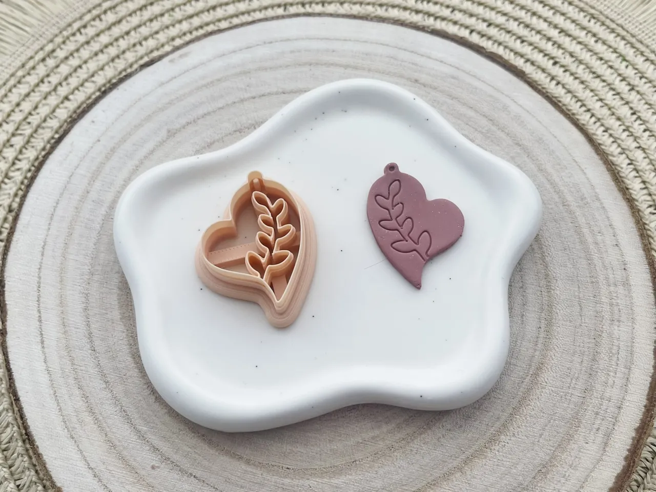 Heart Leaves Polymer Clay Earrings Cutter view 2
