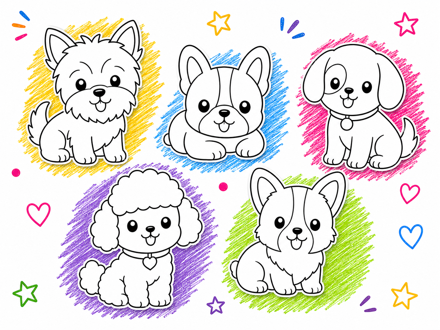 Colorea a los perritos más adorables!