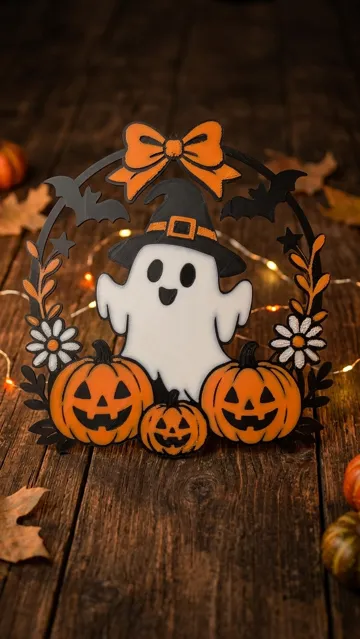 Adorno temático: Cute Spooky Halloween Ghost Wreath — vista de referencia 4
