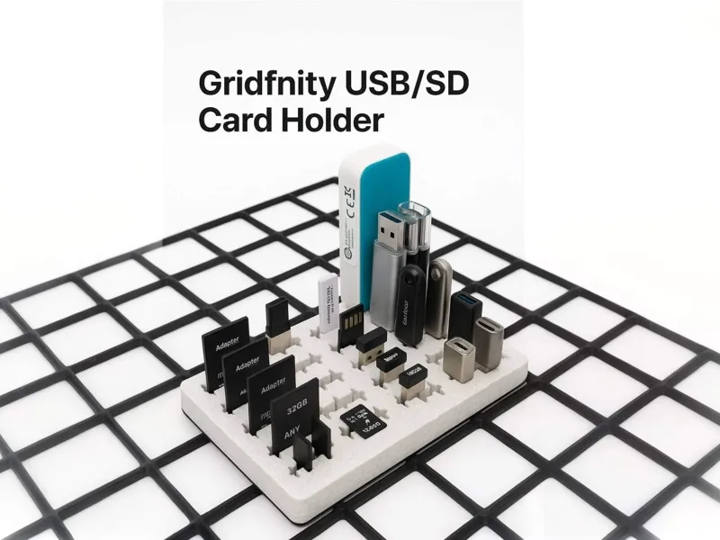 Gridfinity Storage for USB-A, USB-C & SD Cards