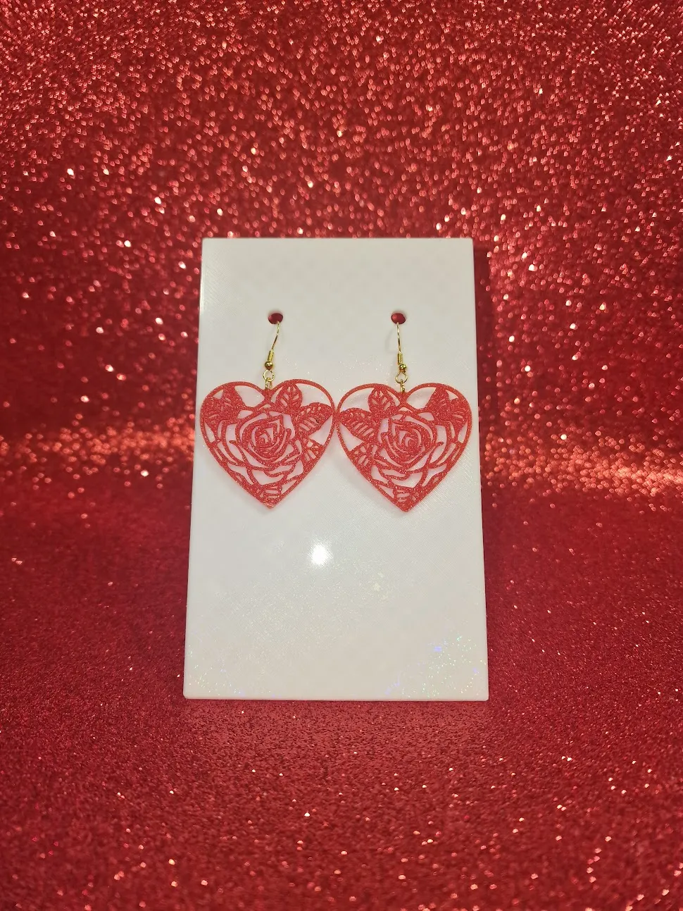 Rose in the heart earrings view 2