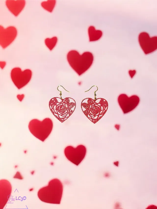 Rose in the heart earrings