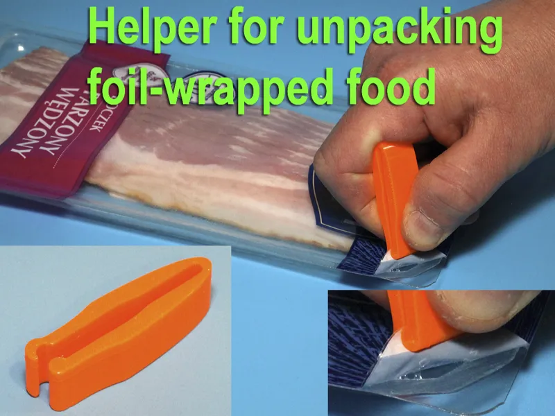 A helper for unpacking foil-wrapped food