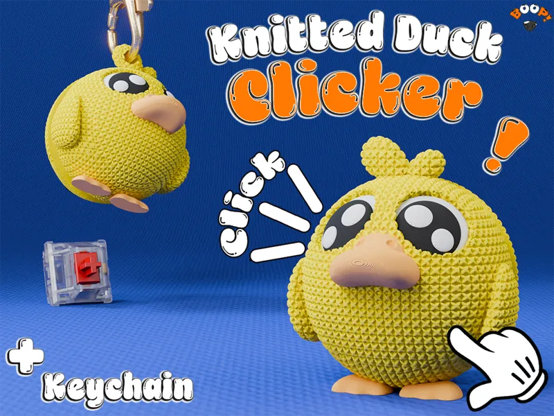 Knitted Duck Fidget Clicker + Keychain