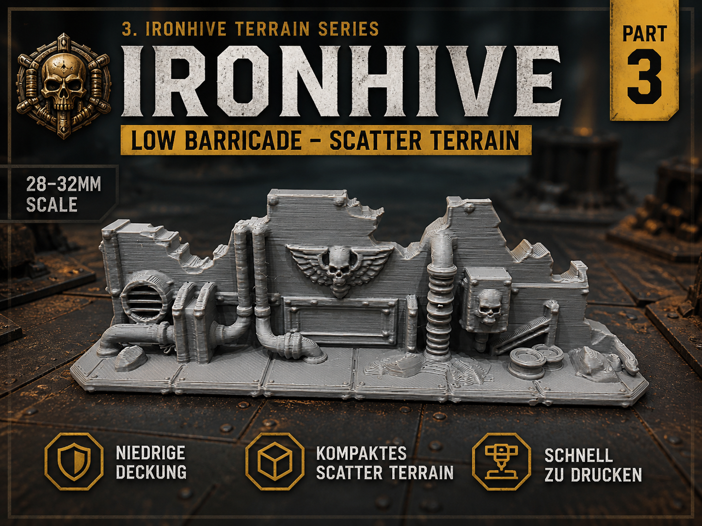 3. IRONHIVE – Low Barricade – Scatter Terrain 