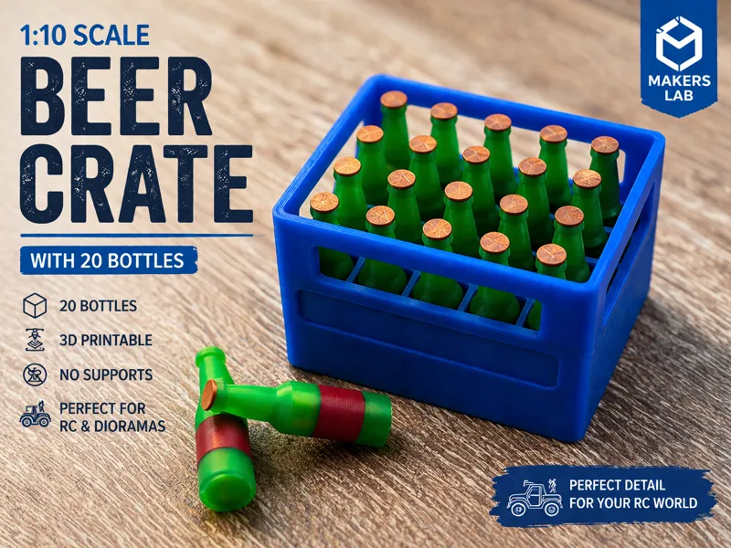 1:10 Beer Crate with Bottles | No Supports
