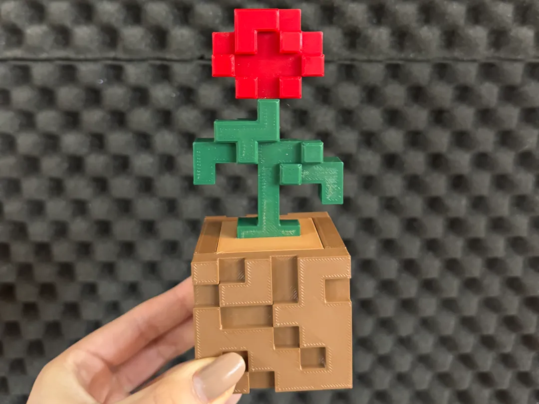 Minecraft flower DIY Puzzle rose - Free 3D Print Model - MakerWorld