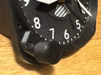 Knurled and re-sized knob for altimeter clock