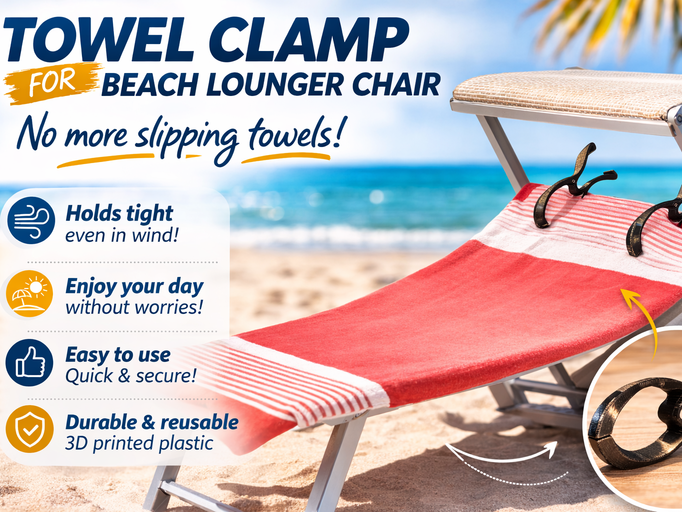 clamp towel for beach lounger chair