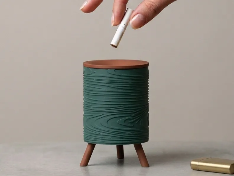 Round Iqos Terea Heet Ashtray - Woodpattern