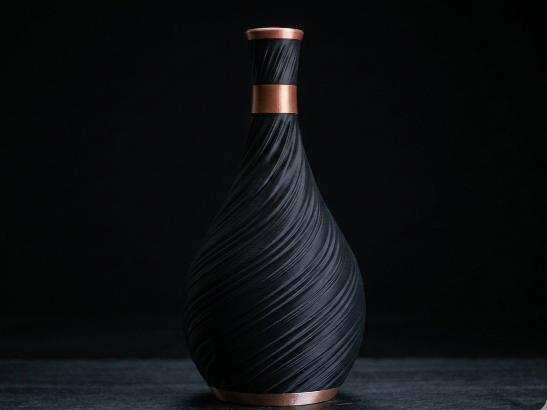 Spiral Twist Vase with Copper Accents
