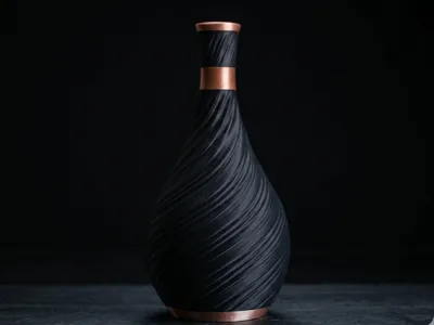 Spiral Twist Vase with Copper Accents
