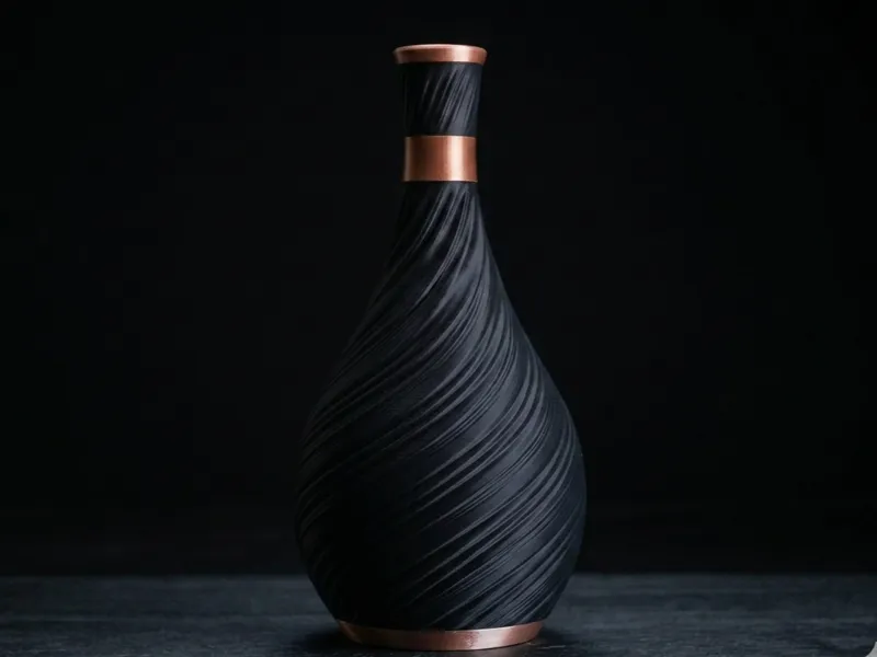 Spiral Twist Vase with Copper Accents