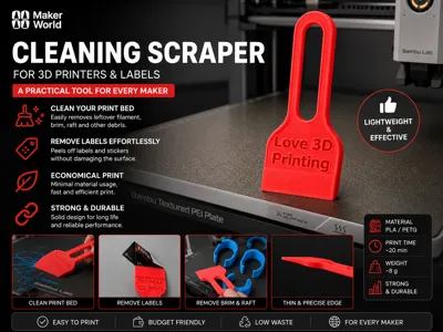 Cleaning Scraper for 3D Printers & Labels