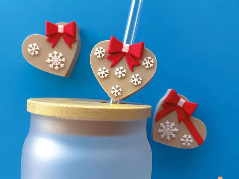 Snowflake Bow Straw Toppers