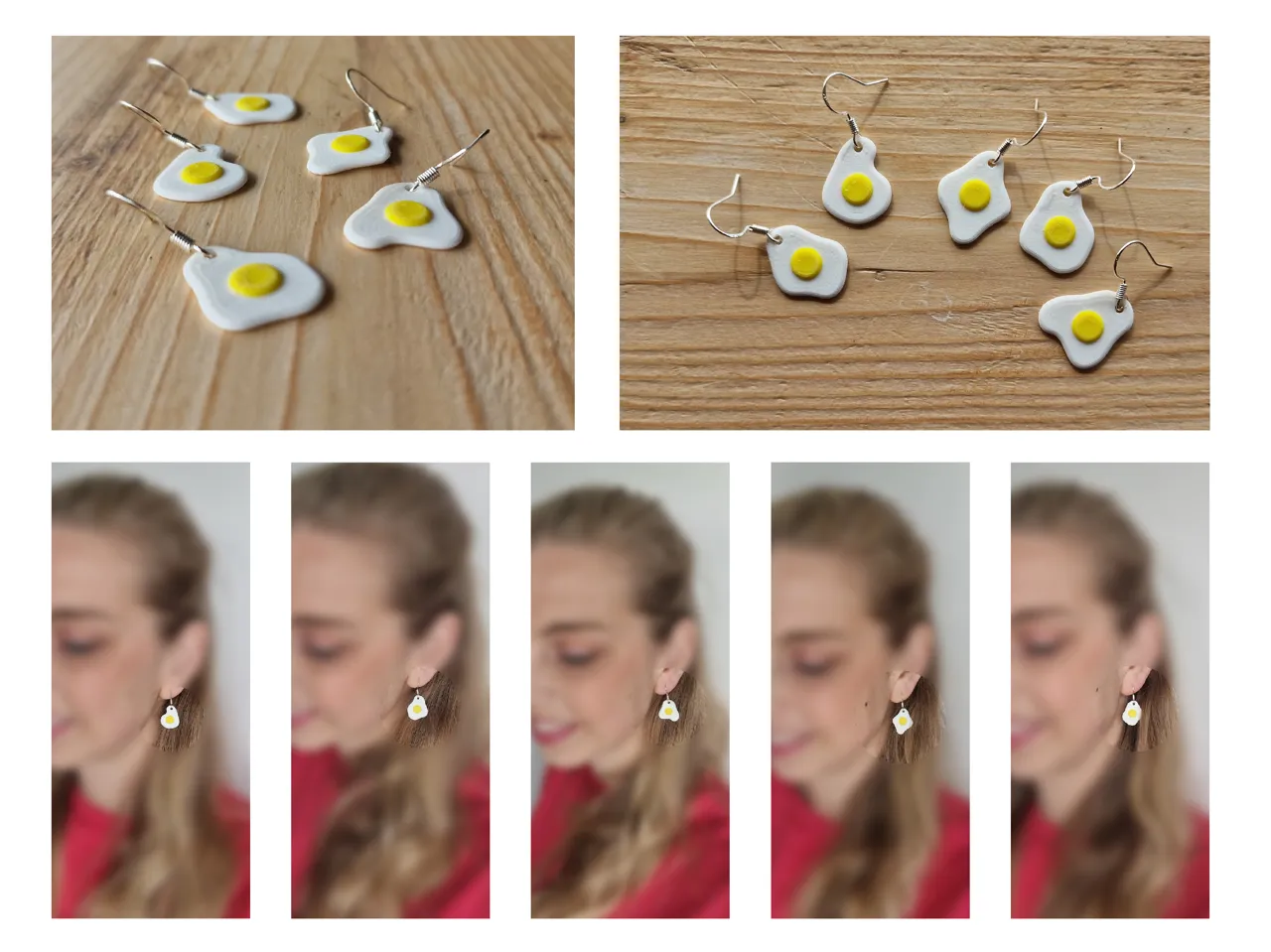 Fried eggs earring collection view 2