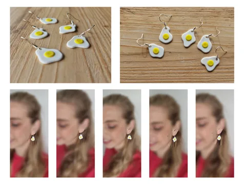 Fried eggs earring collection view 2