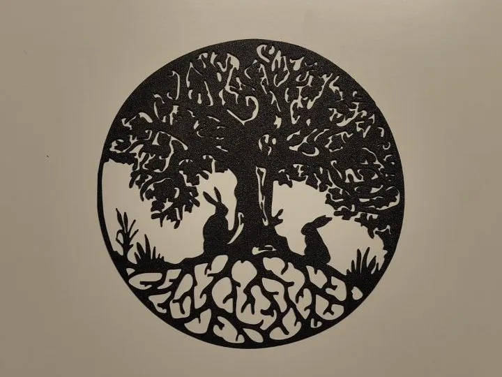 Lapins et arbre de vie — déco murale