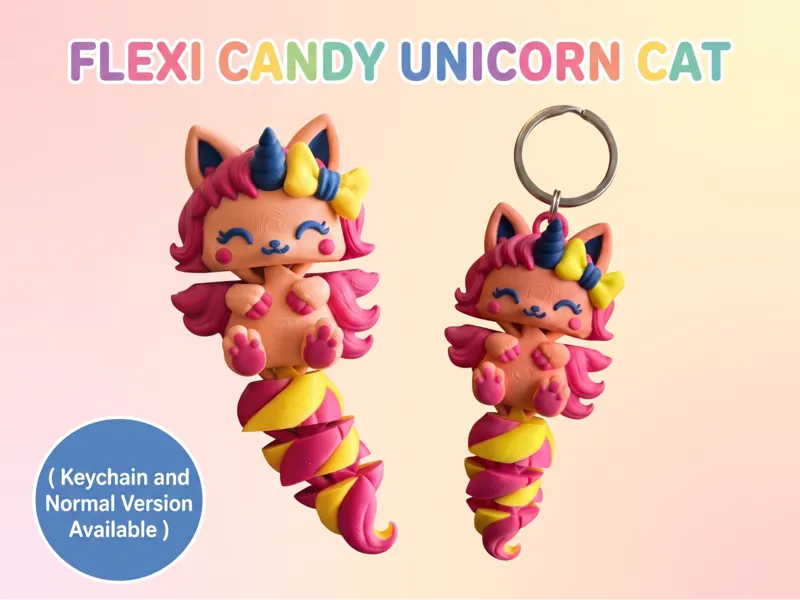 Flexi Candy Unicorn Cat | Articulated Fidget Toy