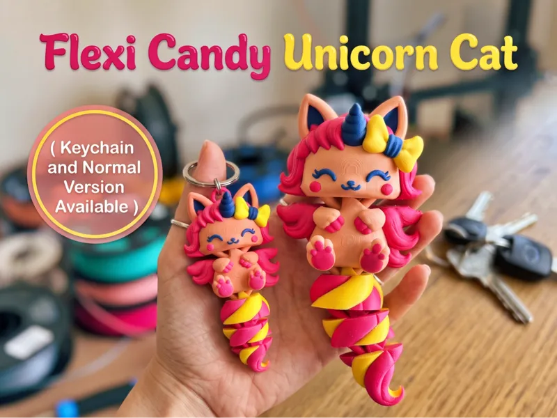 Flexi Candy Unicorn Cat | Articulated Fidget Toy