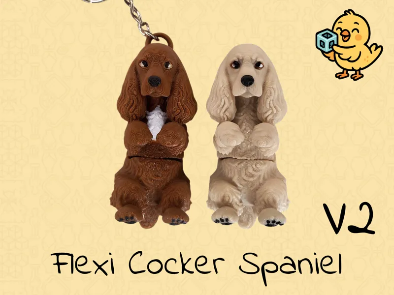 Cocker Spaniel V2 Keychain – Articulated Flexi Dog