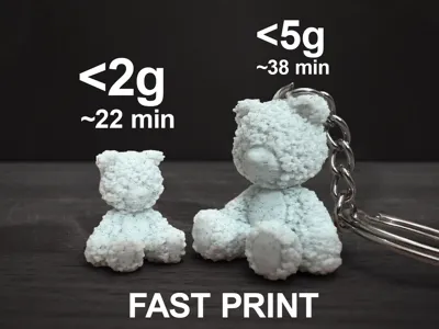 Mini Fuzzy Bear Keychain | FAST PRINT <2g 