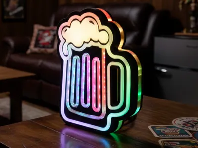 BEER O’CLOCK LED Lightbox | Man Cave/Bar Wall Sign