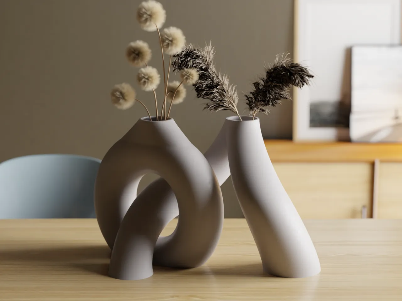 Interlocking Toroidal Vases Minimalist Masterpiece view 2