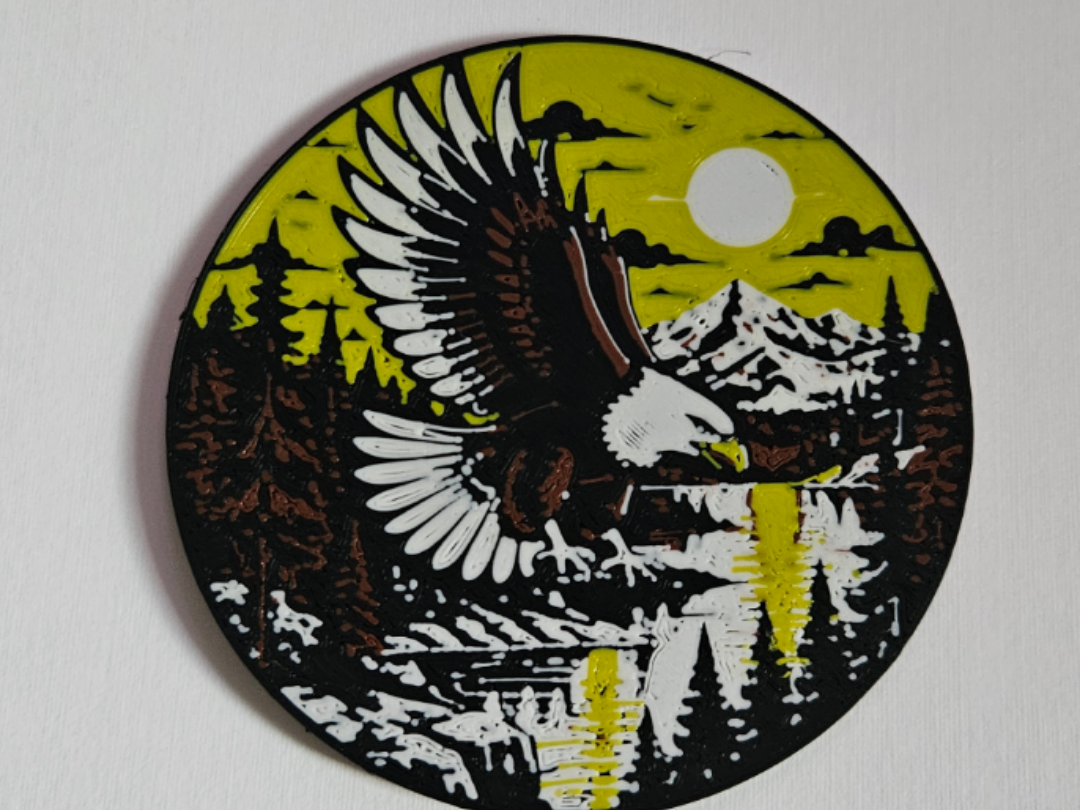 90mm round flying eagle coaster 3D model