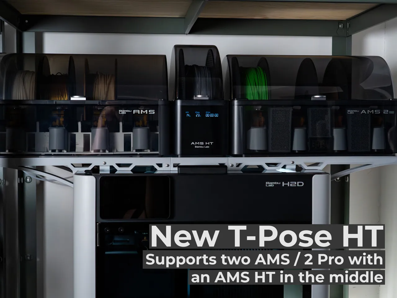 T-pose - slim dual AMS riser for H2D, H2S and H2C view 2