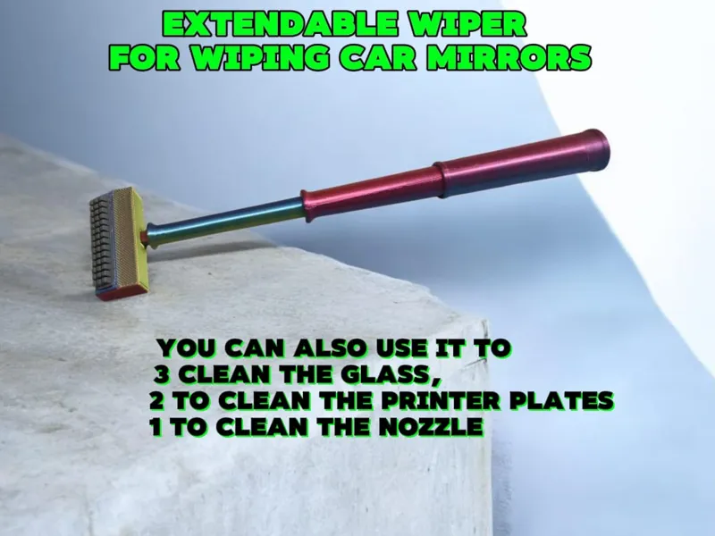 extendable wiper for wiping car mirrors