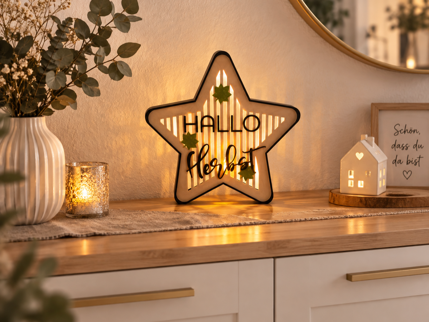 Inlay „Hallo Herbst“ mit Ahornblättern LED-Rahmen 3D model