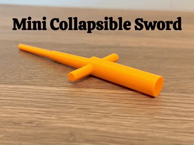 Mini Collapsible Sword - 5 Grams, Print-In-Place!!