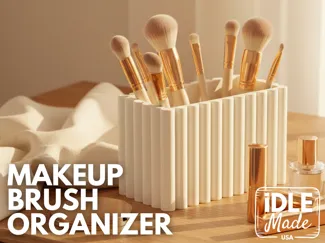Fluted Makeup Brush Organizer - Ribbed Rectangle