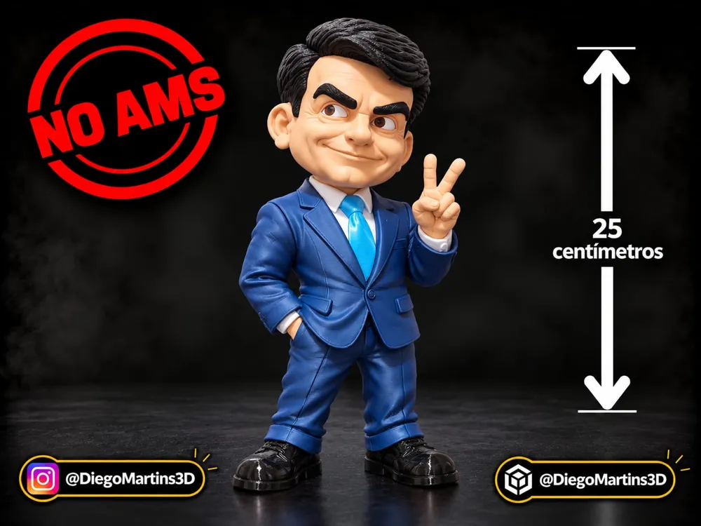 FLAVIO BOLSONARO CARTOON 3D NO AMS 25 CM - Free 3D Print Model - MakerWorld