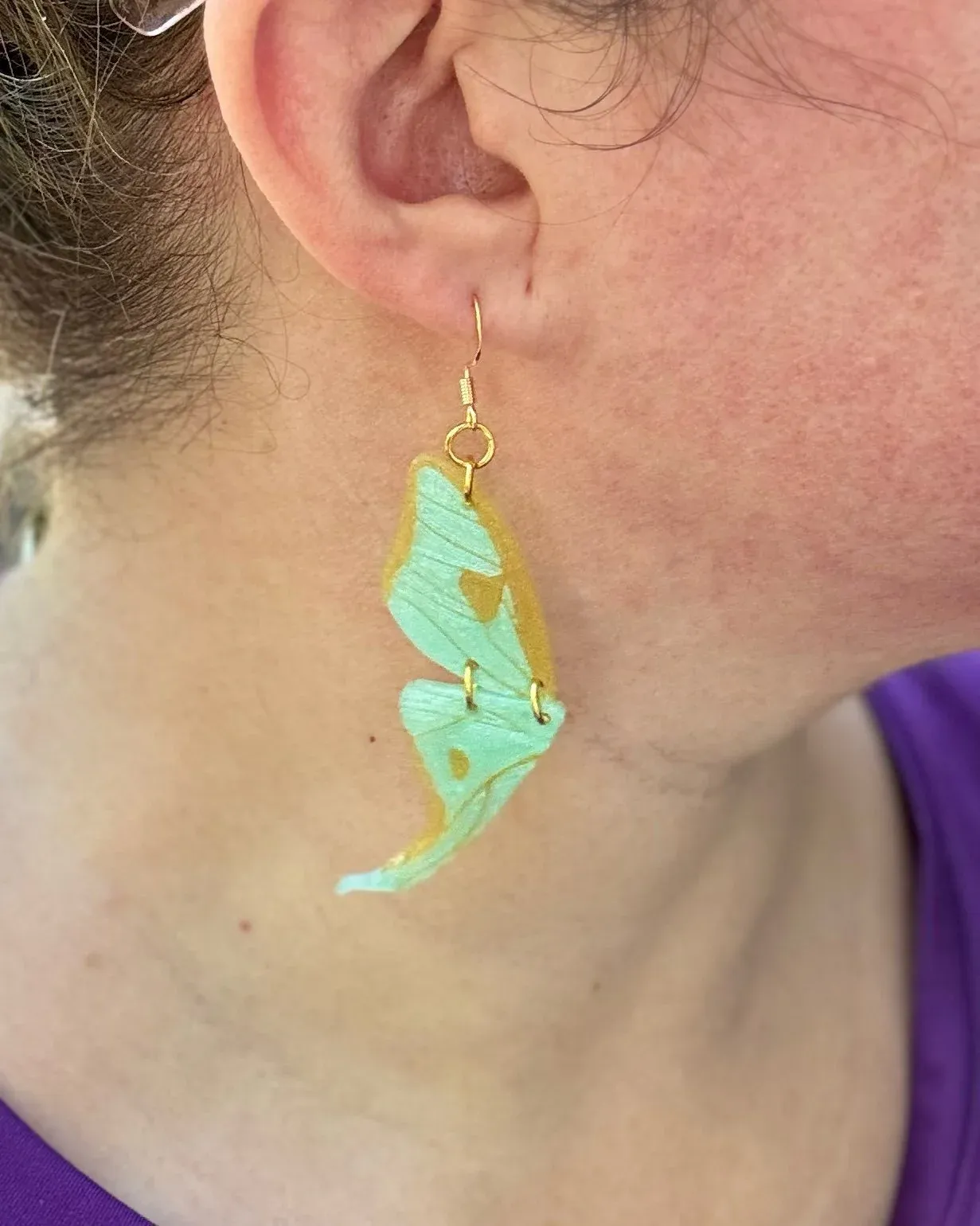 Luna Moth Wing Earrings view 3