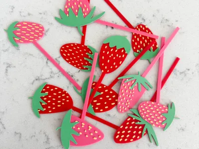 Strawberry Cupcake Topper Set