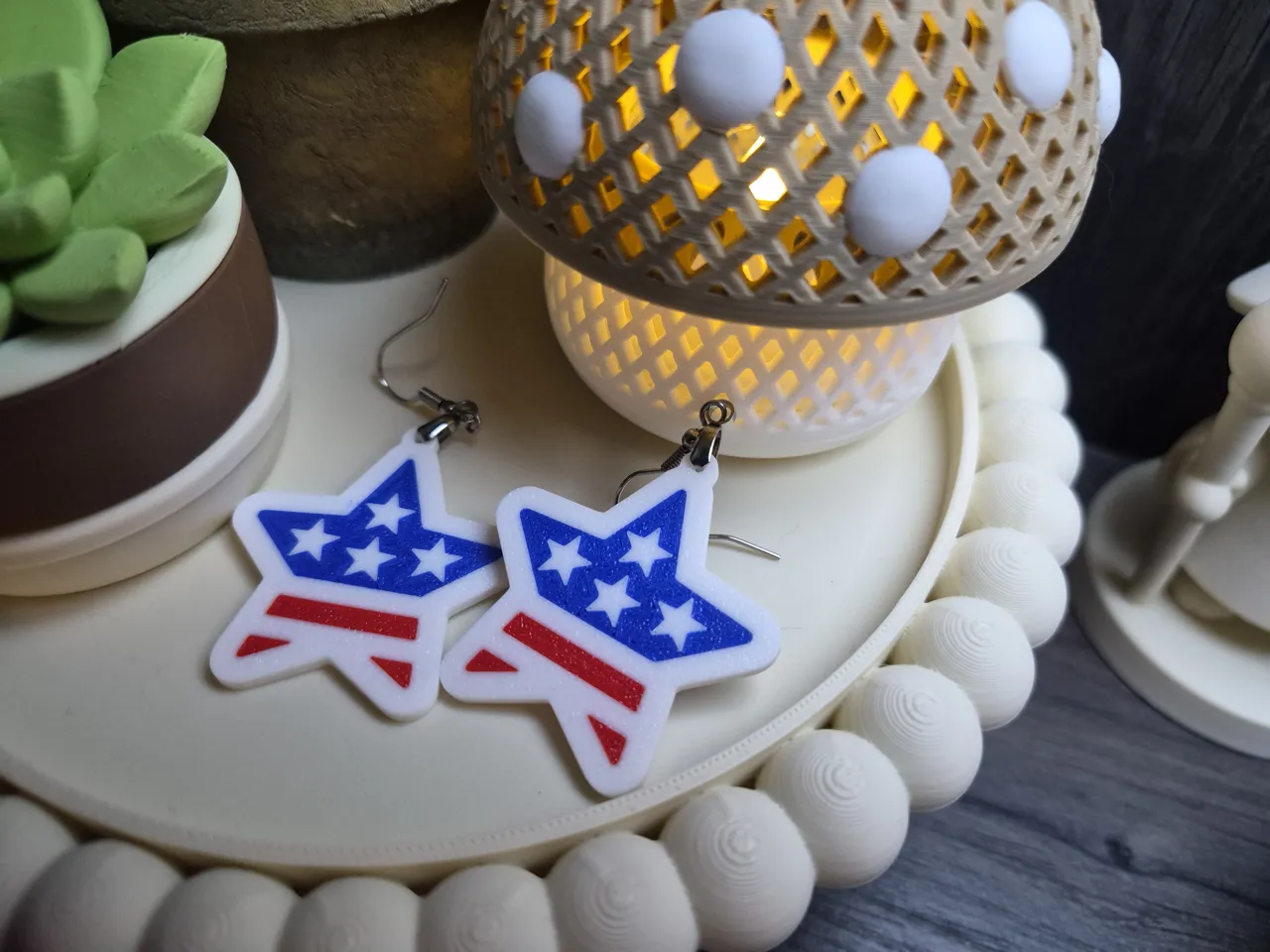 Star flag earrings view 2