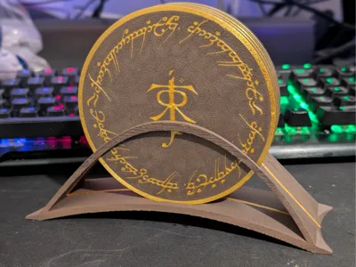 Tolkien Lord of the Ring Coaster w/Inset and Rack