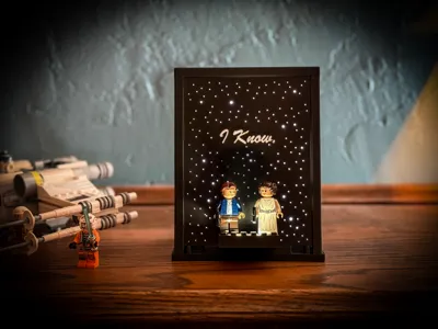 Lighted Brick MiniFig Stand With Backlit Starfield