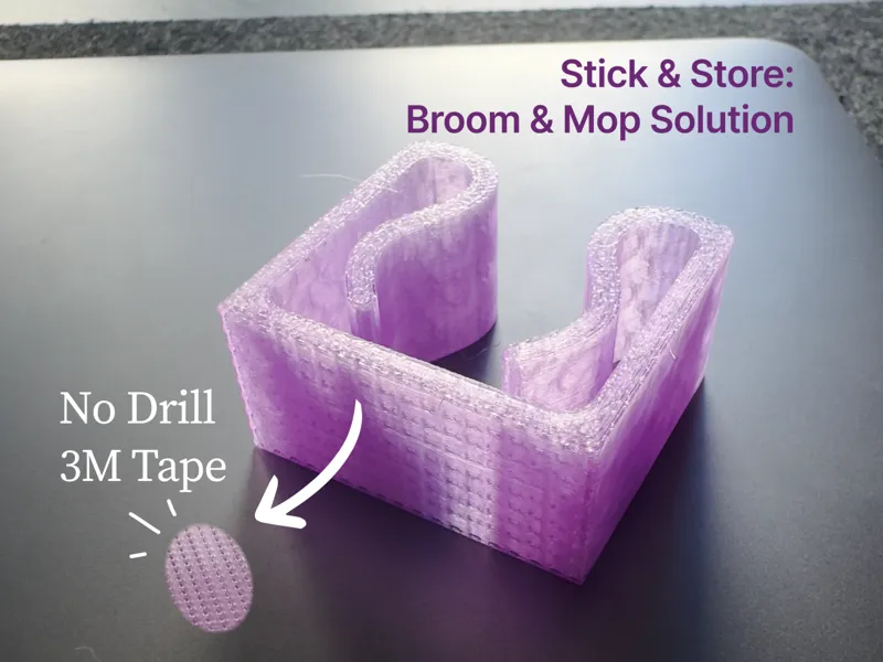 No Drill Mop Holder - Adhesive Grip (20-25mm)