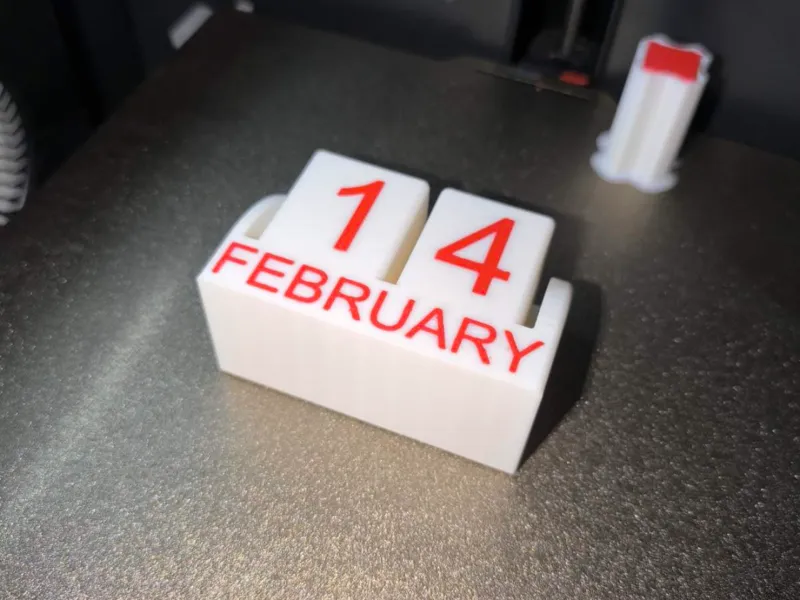 Valentine Date Block – February 14 Desk Decor