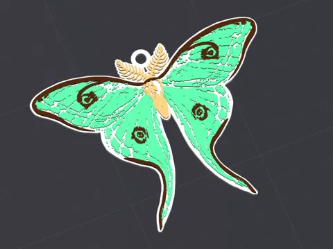 Luna Moth Keychain & Earrings view 4