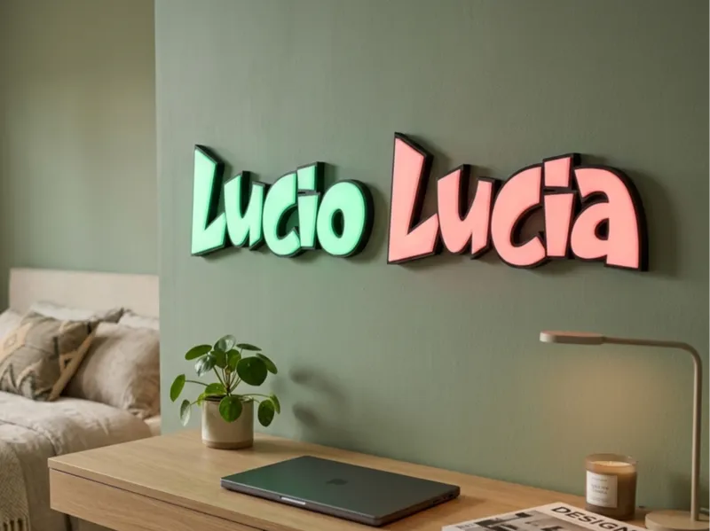 Insegna Led Nome 3D-Custom Lightbox- Lucia & Lucio