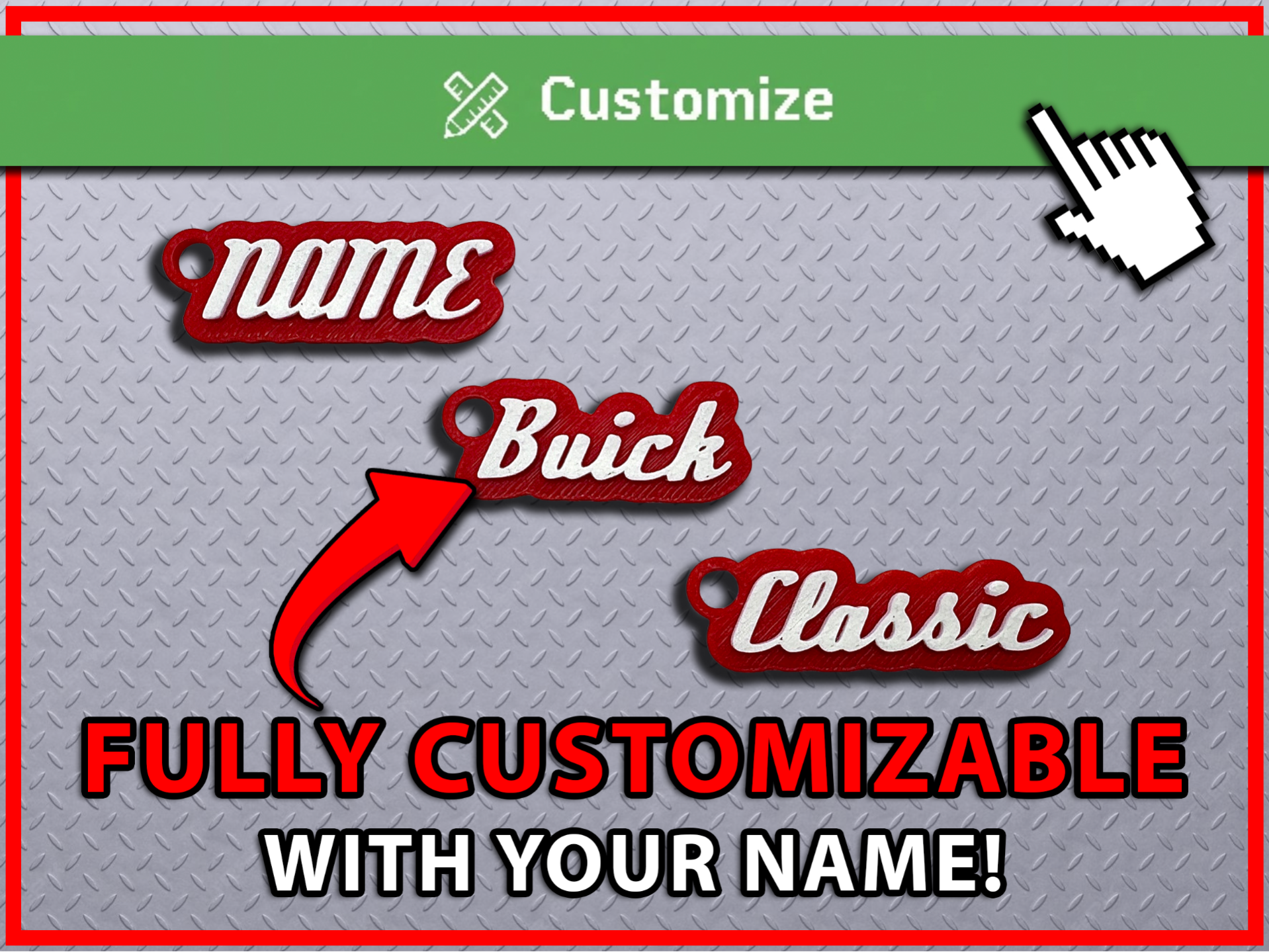 Vintage Classic Font Fully Custom Keychain Maker