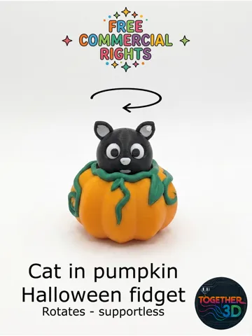 Adorno temático: Cat in pumpkin - rotates - supportless — vista de referencia 2