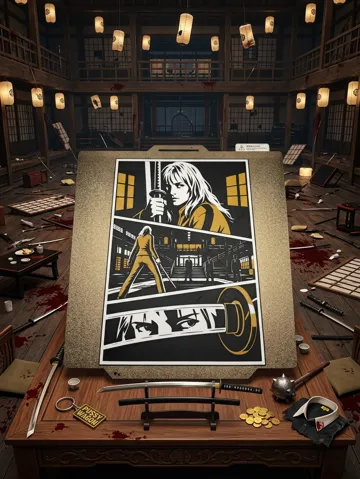 Cuadro decorativo en 3D: Kill Bill The Bride Storyboard Wall Art — vista de referencia 2